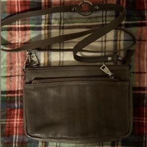 NWOT Rehard Italy 100% Italian Pebbled Leather Brown Crossbody Bag